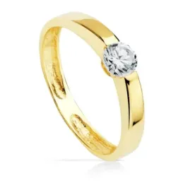 Solitario en Oro de 18k con circonita central redonda de 4 mm.