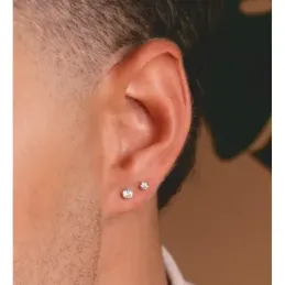 Pendientes en Oro Blanco de 18k para niña con circonita de 4 mm. y se