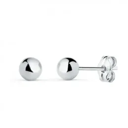 Pendientes en Oro Blanco de 18k bola de lisa de 5 mm.