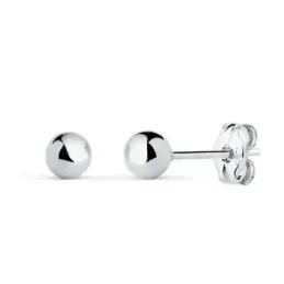 Pendientes en Oro Blanco de 18k bola de 4 mm. lisa