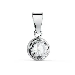 Colgante en Oro Blanco de 18k chatón de 6 mm. con circonita