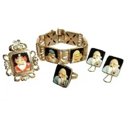 Juego oro 18k caras orientales dioses chinos amor cerámica [265J]