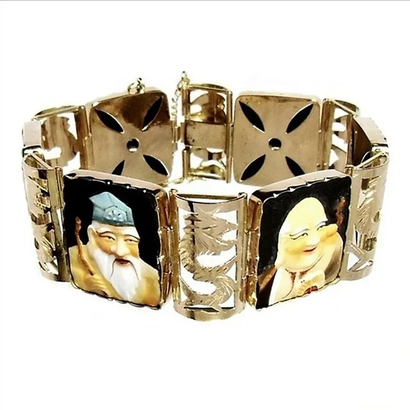 Juego oro 18k caras orientales dioses chinos amor cerámica [265J]