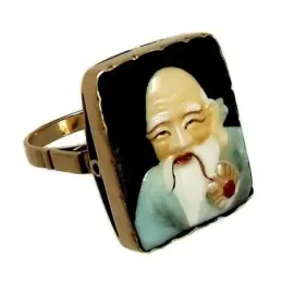 Juego oro 18k caras orientales dioses chinos amor cerámica [265J]