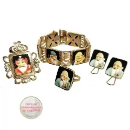 Juego oro 18k caras orientales dioses chinos amor cerámica [265J]