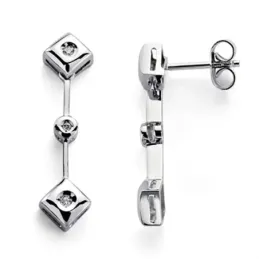 Pendientes oro blanco 18k 6 diamantes brillantes 0,1ct [7326]