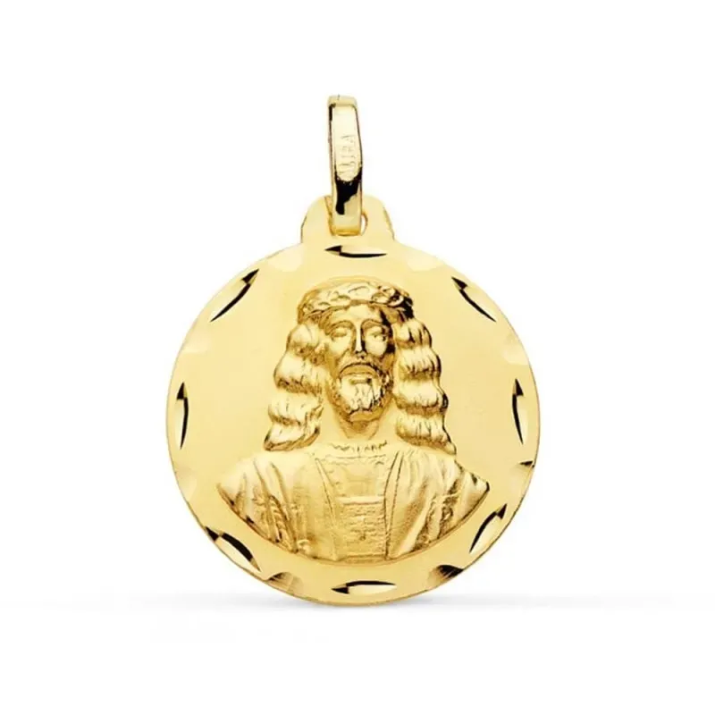 Medalla oro 18k Cristo Medinacelli 22mm. labrado tallado [AA2544GR]