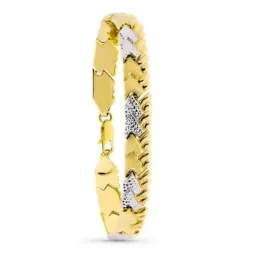 Pulsera oro bicolor 18k estampación semirrígida 19 cm. mujer eslabone