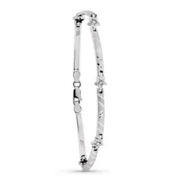 Pulsera oro blanco 18k mujer 19 cm. mate y brillo detalles tallados b