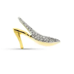 Colgante oro 18k mujer forma zapato tacón circonitas