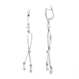 Pendientes oro blanco 18k mujer largos 60 mm. florma lazo combinado c
