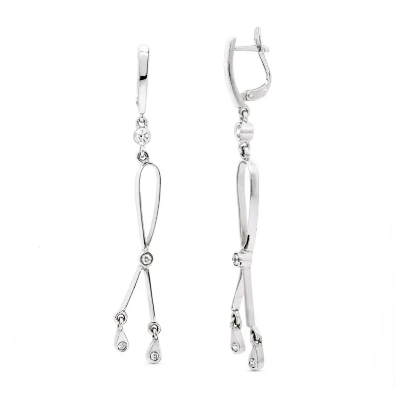 Pendientes oro blanco 18k mujer largos 60 mm. florma lazo combinado c