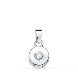 Colgante oro blanco 18k mujer chatón 5.5 mm. diamante talla brillante