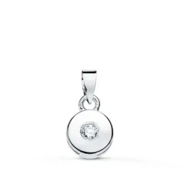 Colgante oro blanco 18k mujer chatón 5.5 mm. diamante talla brillante