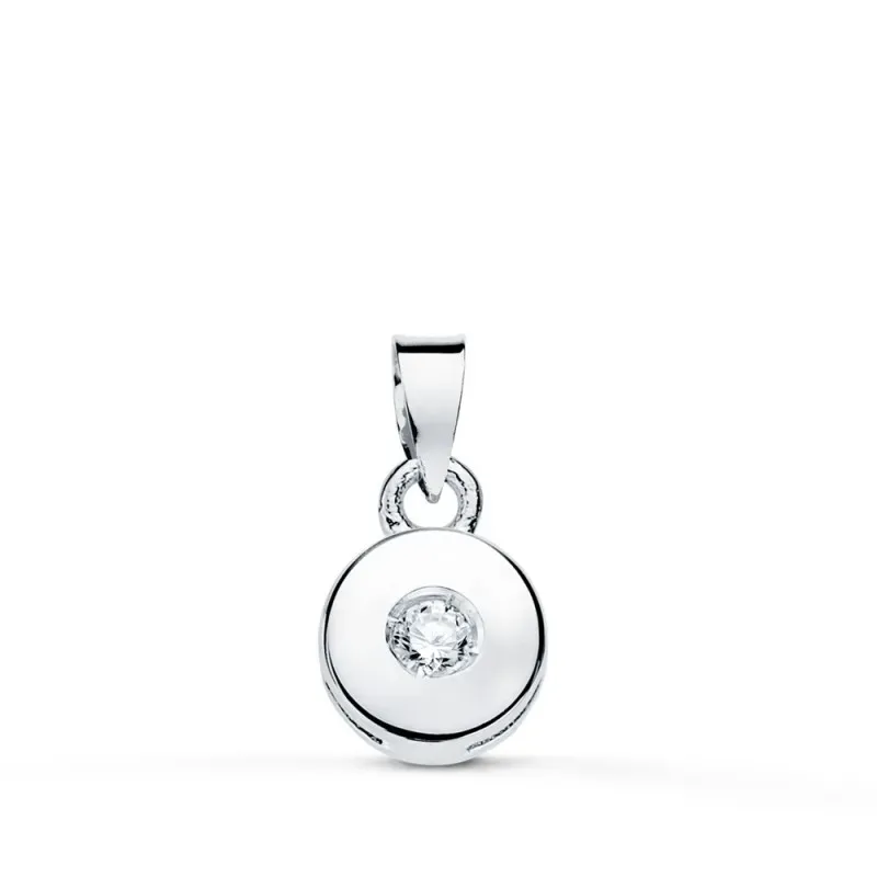 Colgante oro blanco 18k mujer chatón 5.5 mm. diamante talla brillante