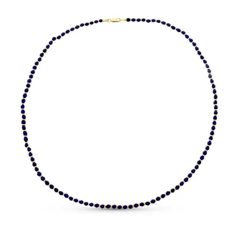 Gargantilla collar oro 18k mujer 45 cm. lapizlazuli combinado anillas