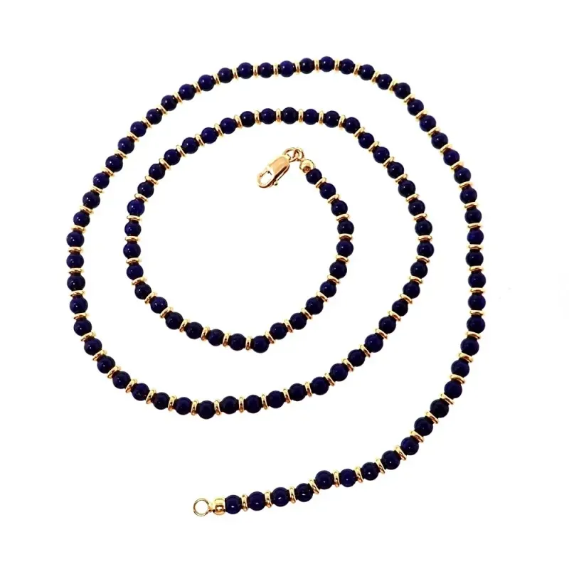 Gargantilla collar oro 18k mujer 45 cm. lapizlazuli combinado anillas