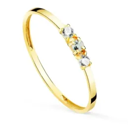Sortija oro 18k mujer piedra color centro combinada circonitas