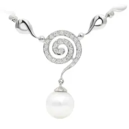 Gargantilla oro blanco 18k mujer espiral colgante circonitas combinad