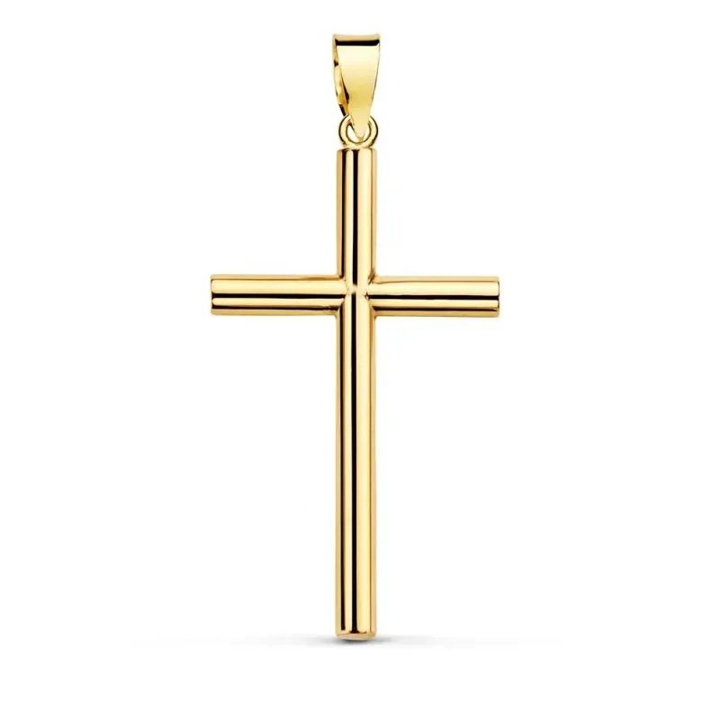Cruz colgante oro 18k unisex 19 mm. hueca  lisa