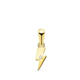 Colgante oro 18k mini rayo 8.5 mm. circonita centro comibinado liso