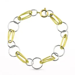 Pulsera oro bicolor 18k mujer eslabones formas combinadas reasa