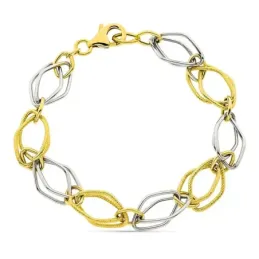 Pulsera oro bicolor 18k mujer 20 cm. eslabones ovalados combinados mo