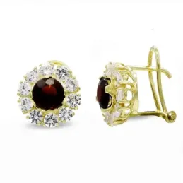 Pendientes oro 18k mujer 11 mm. piedra color centro combinada circoni