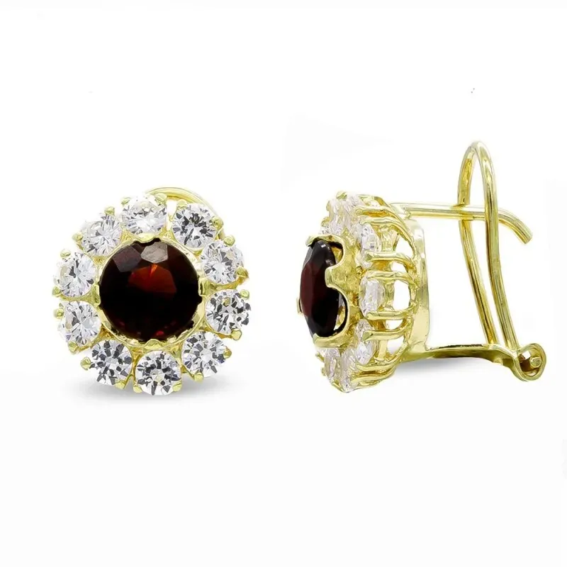 Pendientes oro 18k mujer 11 mm. piedra color centro combinada circoni