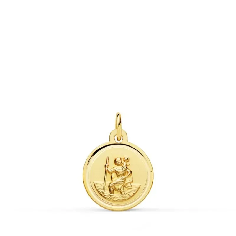 San Cristóbal medalla oro 18k unisex 12 mm. bisel