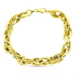 Pulsera oro 9k mujer 20 cm. eslabones enlazados triples mosquetón