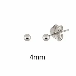 Pendientes plata Ley 925m bola lisa 4mm. [AB1126]