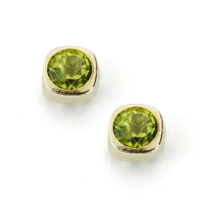 Pendientes oro 9k olivinas centro 4 mm. combinadas lisas
