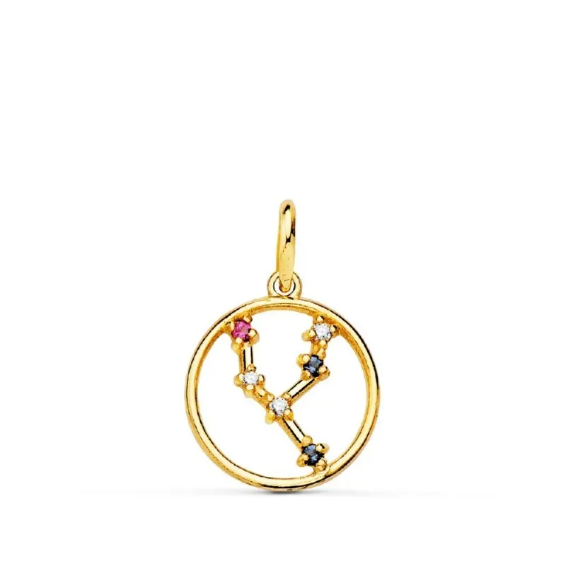Colgante signos del zodiaco oro 18k mujer 12 mm. constelación TAURO h