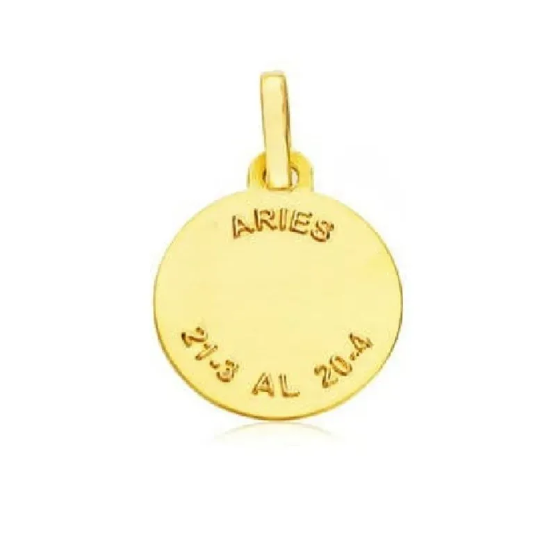 Colgante horóscopo signos del zodiaco oro 9k unisex 16 mm. signo ARIE