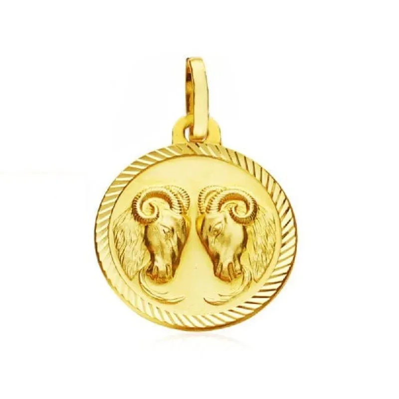Colgante horóscopo signos del zodiaco oro 9k unisex 20 mm. signo ARIE