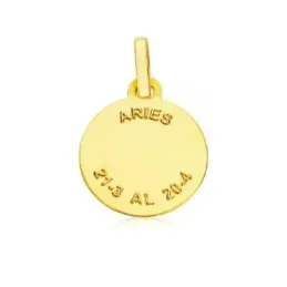 Colgante horóscopo signos del zodiaco oro 9k unisex 20 mm. signo ARIE