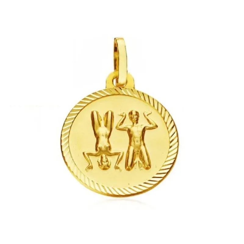 Colgante horóscopo signos del zodiaco oro 9k unisex 20 mm. signo GÉMI
