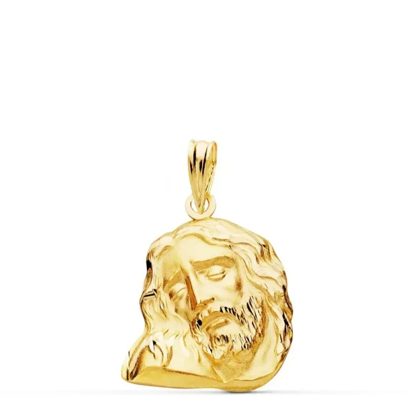 Cabeza Cristo oro 18k unisex 20 mm. detalles realistas trasera lisa