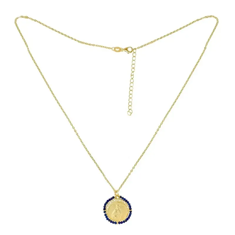 Virgen del Carmen collar gargantilla Plata Ley 925m chapado oro 44 cm