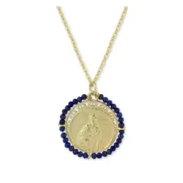 Virgen del Carmen collar gargantilla Plata Ley 925m chapado oro 44 cm