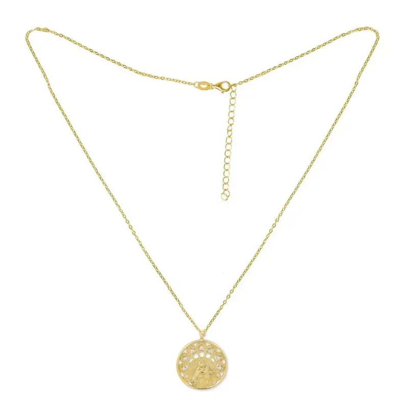 Virgen del Carmen collar gargantilla Plata Ley 925m chapado oro 44 cm
