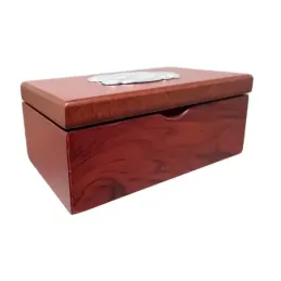 Arras de Boda metal plateado con caja de madera tamaño moneda de 22 m
