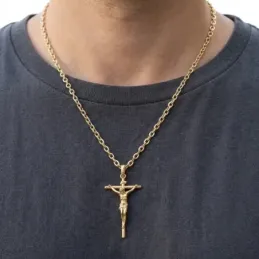 Cristo de Mena Colgante Cruz Oro de 18k macizo de 37 mm. Cristo de la