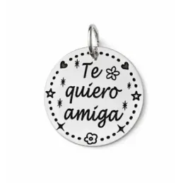 Colgante plata Ley 925m chapa redonda TE QUIERO AMIGA [AB5393]