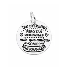 Colgante plata Ley 925m chapa 20mm. redonda lisa mensaje amiga dedicatoria
