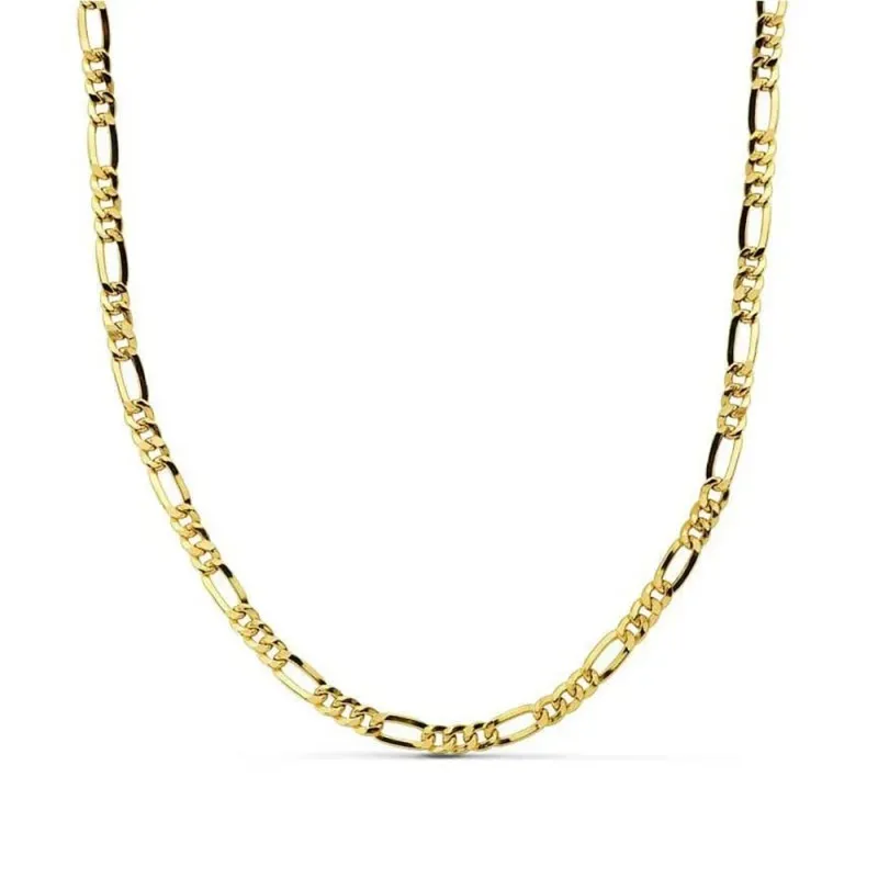 Cadena oro 18k hueca 60cm. eslabón alterno 3x1 ancho 3 mm. 6.35 grs.