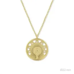 Virgen del Pilar Collar Gargantilla Plata de Ley 925m chapado oro 44