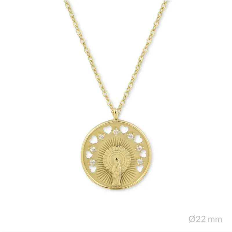 Virgen del Pilar Collar Gargantilla Plata de Ley 925m chapado oro 44