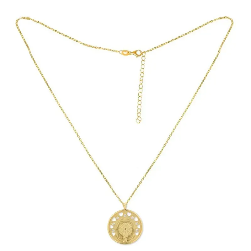 Virgen del Pilar Collar Gargantilla Plata de Ley 925m chapado oro 44